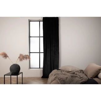Gordijn Van Fluweel 2-pack Lavendelvind Zwart