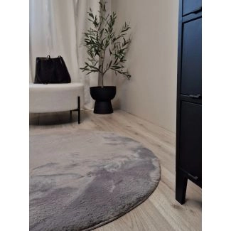 Rond Eline Antraciet Hoogpolig Vloerkleed