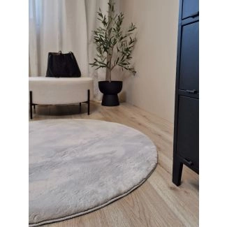 Rond Eline Grijs Hoogpolig Vloerkleed