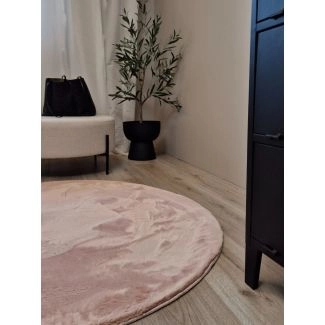 Rond Eline Roze Hoogpolig Vloerkleed