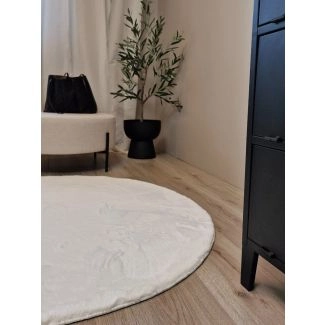 Rond Eline Wit Hoogpolig Vloerkleed
