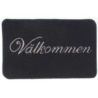 Gummerad Välkommen Zwart 45x75 cm Machinaal Geweven Vloerkleed