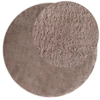 Rond Cloudy Taupe Wasbaar Zacht Hoogpolig Vloerkleed