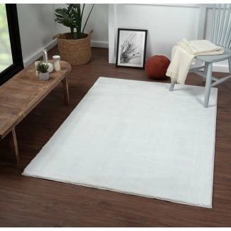 Wasbaar Zacht Hoogpolig Vloerkleed Cloudy Wit