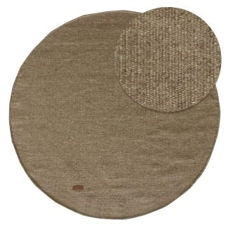 Rond Dalen Bruin Wollen Vloerkleed