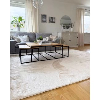 Wasbaar Zacht Hoogpolig Vloerkleed Fluffy Beige