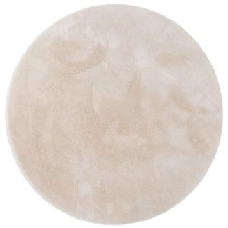 Rond Fluffy Beige Wasbaar Zacht Hoogpolig Vloerkleed