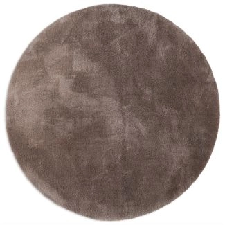 Rond Fluffy Taupe Wasbaar Zacht Hoogpolig Vloerkleed
