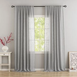 Linnen-look Gordijn 2-pack Kristina Zilver