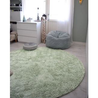 Rond Lazy Groen Hoogpolig Vloerkleed