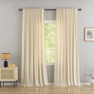 Ruimteverduisterende Fluweel Gordijn 2-pack Mathilde Beige