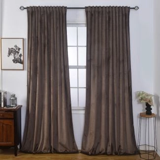 Ruimteverduisterende Fluweel Gordijn 2-pack Mathilde Bruin