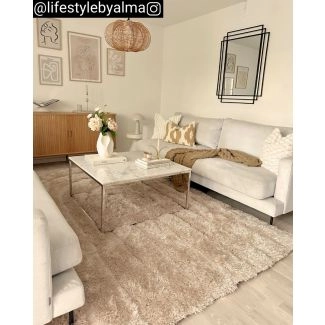 Wollen-look Vloerkleed Moody Bow Beige