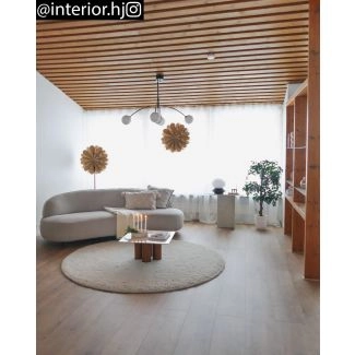 Rond Rabbit Eco Lichtbeige Wasbaar Hoogpolig Vloerkleed