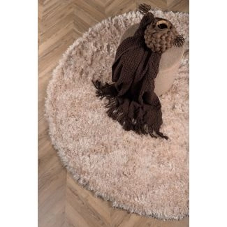 Rond Harit Beige Hoogpolig Vloerkleed