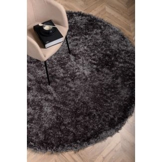 Rond Harit Donkergrijs Hoogpolig Vloerkleed