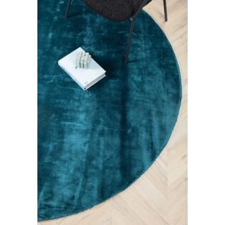 Rond Brillo Blauw Katoenen Vloerkleed