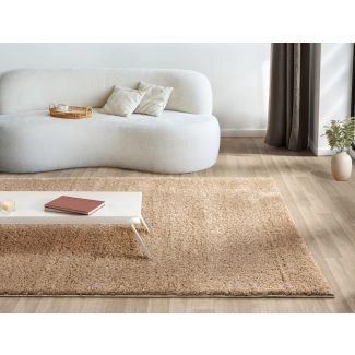 Zacht Hoogpolig Vloerkleed Softy Donkerbeige