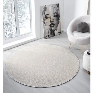 Rond Tokyo Gebroken wit Wollen-look Vloerkleed