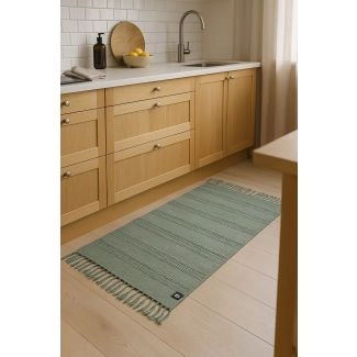 Loper Kireli Groen Katoenen Vloerkleed