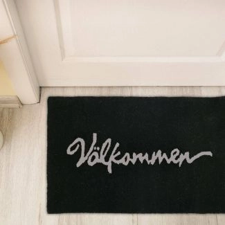 Välkommen Zwart 50x80 cm Machinaal Geweven Vloerkleed