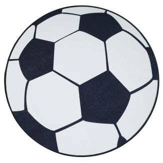 Rond Zappy Football Wit/Zwart Wasbaar Kindervloerkleed