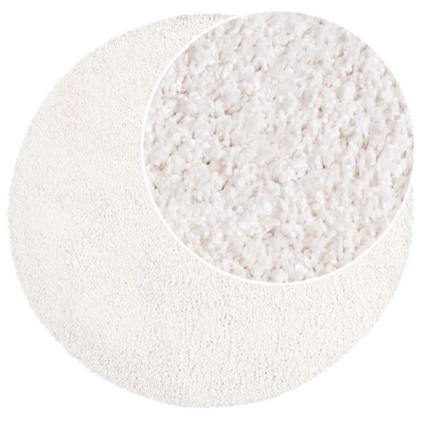 Rond Lazy Gebroken wit Hoogpolig Vloerkleed