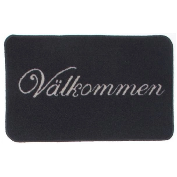 Gummerad Välkommen Zwart 45x75 cm Machinaal Geweven Vloerkleed