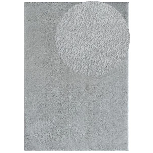 Wasbaar Zacht Hoogpolig Vloerkleed Cloudy Zilver