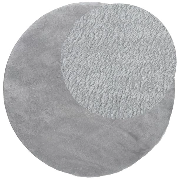 Rond Cloudy Zilver Wasbaar Zacht Hoogpolig Vloerkleed