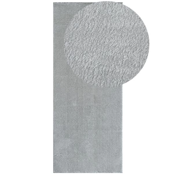 Loper Cloudy Zilver Wasbaar Zacht Hoogpolig Vloerkleed