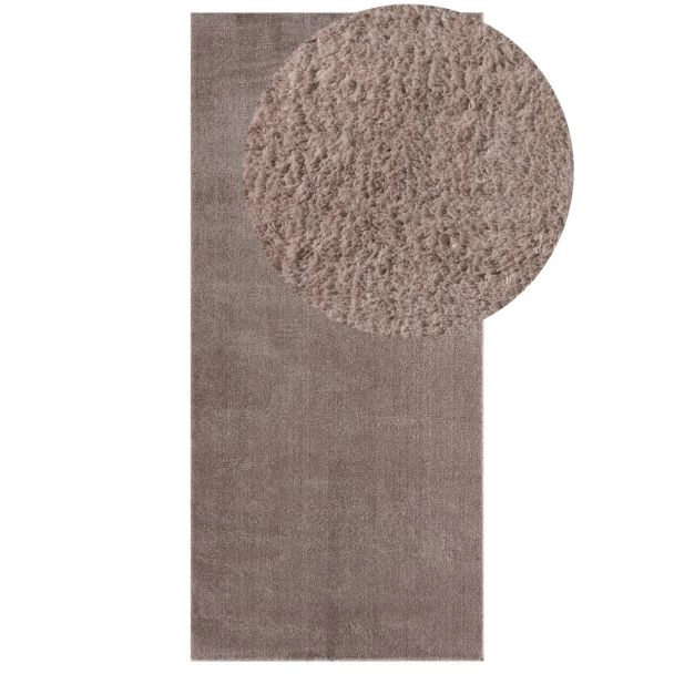 Loper Cloudy Taupe Wasbaar Zacht Hoogpolig Vloerkleed