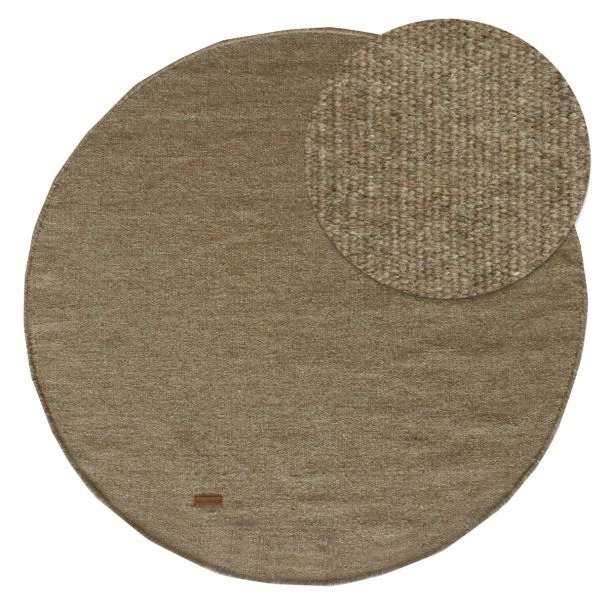 Rond Dalen Bruin Wollen Vloerkleed