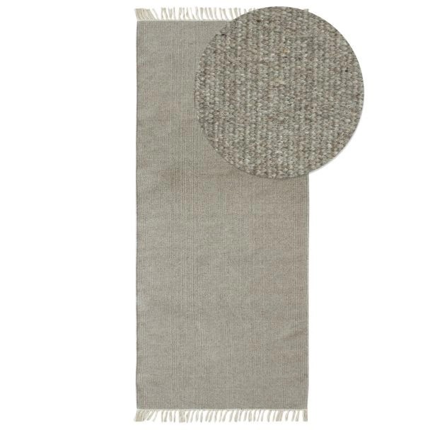 Loper Dalen Grijs Wollen Vloerkleed