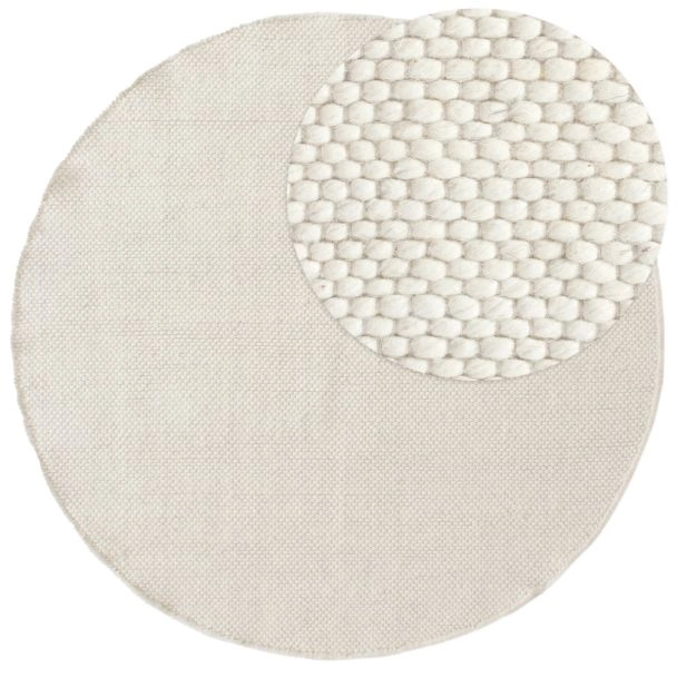 Rond Elsa Gebroken wit Wollen Vloerkleed