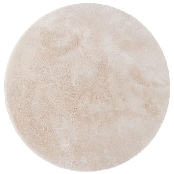 Rond Fluffy Beige Wasbaar Zacht Hoogpolig Vloerkleed