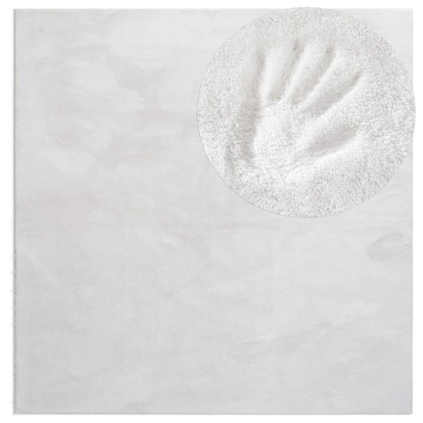 Kvadrat Matta Fluffy Offwhite