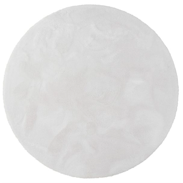 Rond Fluffy Gebroken wit Wasbaar Zacht Hoogpolig Vloerkleed