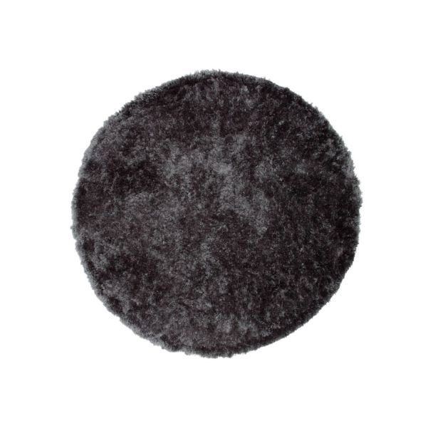 Rond Harit Donkergrijs Hoogpolig Vloerkleed