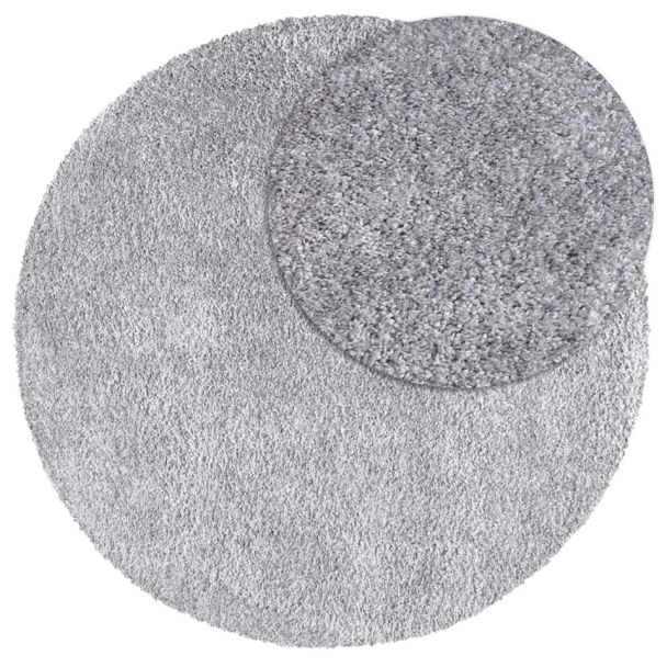 Rond Lazy Grijs Hoogpolig Vloerkleed