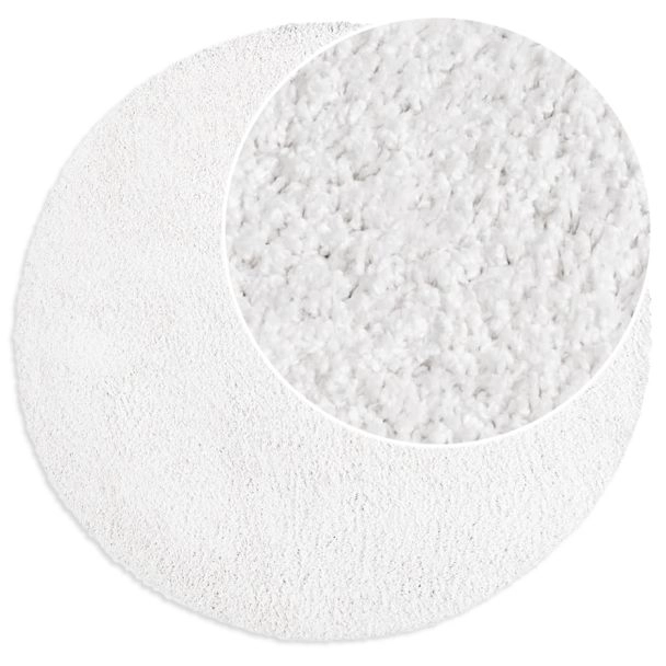 Rond Lazy Wit Hoogpolig Vloerkleed