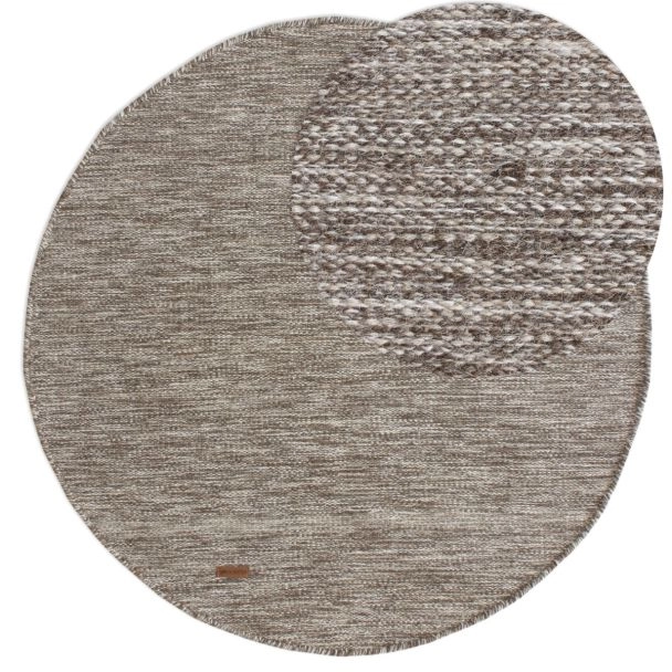 Rond Lunda Greige Wollen Vloerkleed