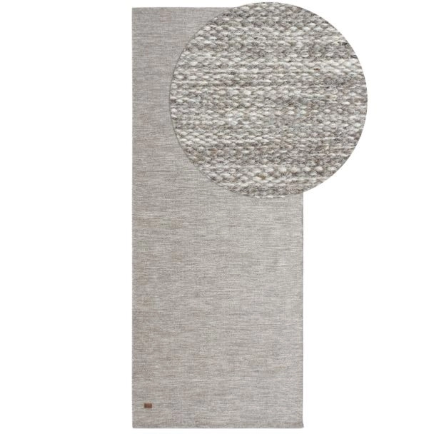 Loper Lunda Lichtgrijs Wollen Vloerkleed