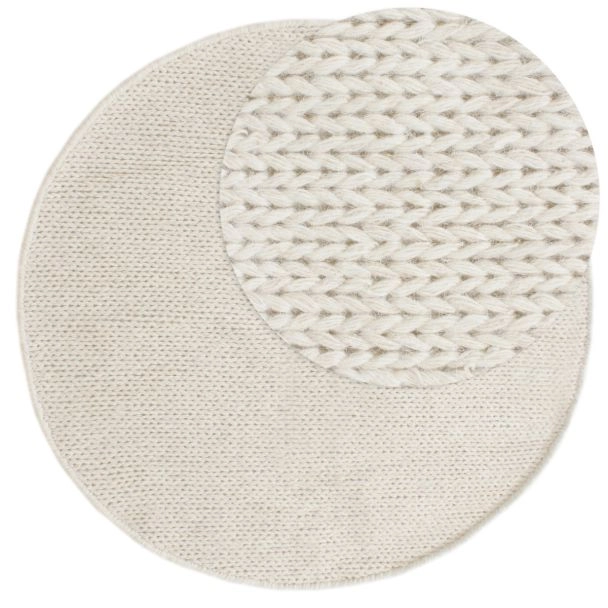 Rond Mellby Gebroken wit Wollen Vloerkleed