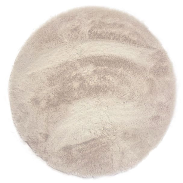 Rond Rabbit Eco Lichtbeige Wasbaar Hoogpolig Vloerkleed