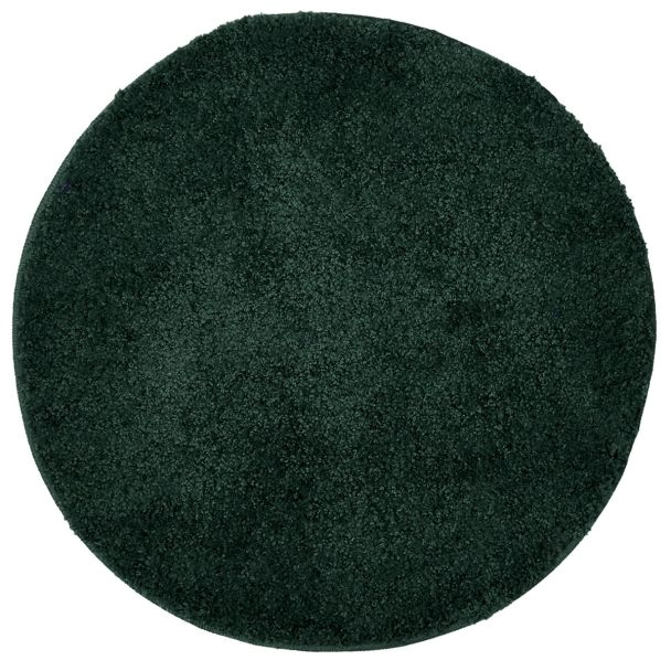 Rond Nubby Donkergroen Hoogpolig Vloerkleed