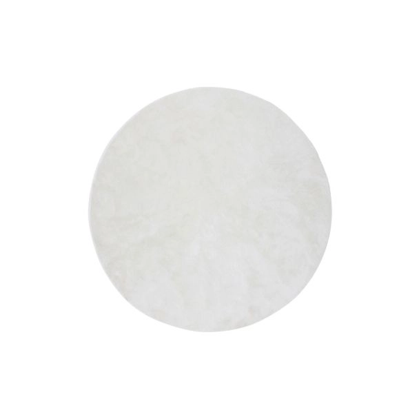 Rond Haki Wit Hoogpolig Vloerkleed