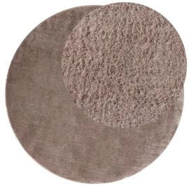 Rond Cloudy Taupe Wasbaar Zacht Hoogpolig Vloerkleed