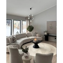 Rond Comfy Beige Wasbaar Hoogpolig Vloerkleed