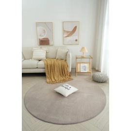 Rond Comfy Greige Wasbaar Hoogpolig Vloerkleed